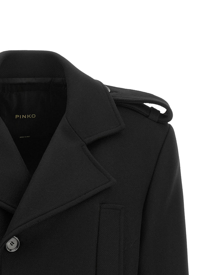 Pinko Double-Breasted Belted Coat Trench e Impermeabili - Nero | ec2a524bbeb386348b7bd062db665423f05d77c1
