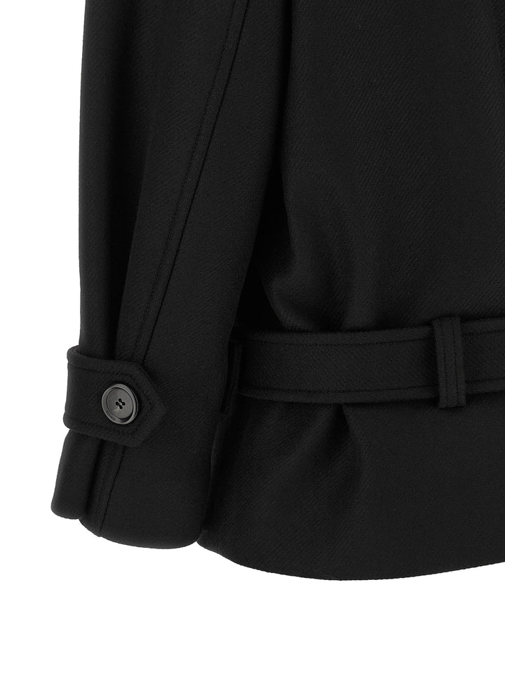 Pinko Double-Breasted Belted Coat Trench e Impermeabili - Nero | 6957d240ece0c62a14fad70978d3b281ae50e7ca