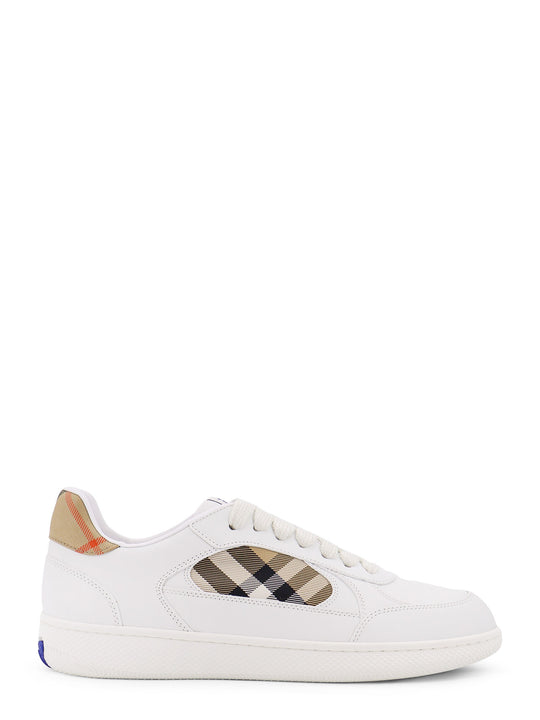 Low-Top Leather Sneakers With Check Inserts
