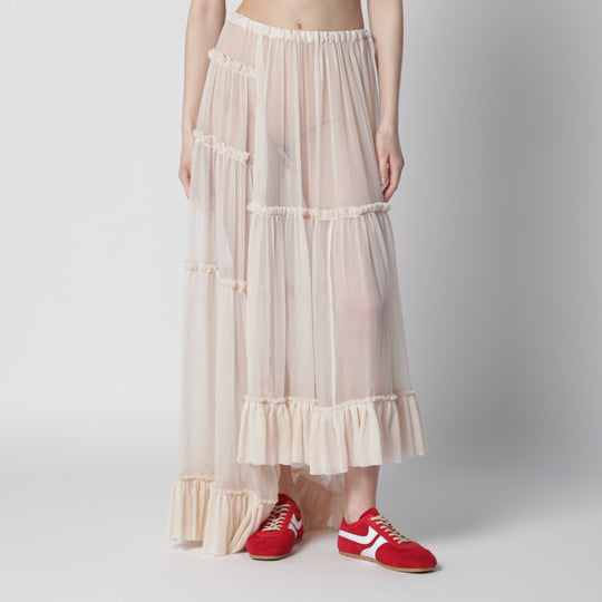 Écru Semi-Sheer Silk Skirt