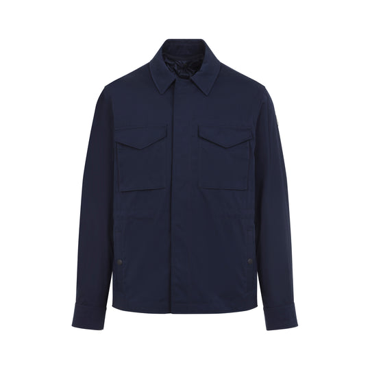 Navy Blue Roquille Shirt Polyester Jacket