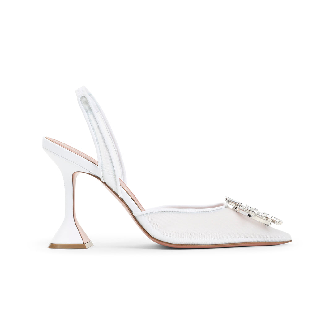 Amina Muaddi Mules - Bianco | 07608f82bbc40a2f57a7f2aa1cebc71101c5cc43