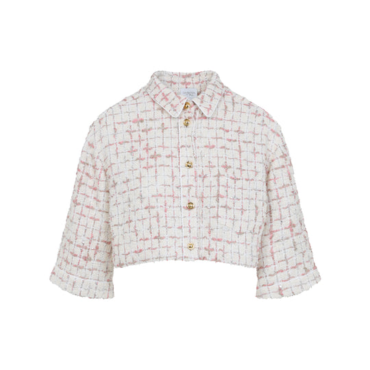 Ivory Rose Cropped Silk Shirt
