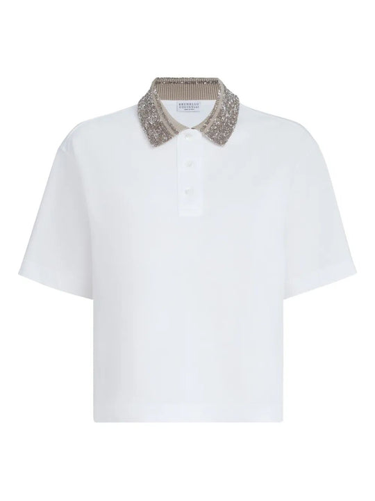 Polo In Jersey Di Cotone Con Dazzling Knit Collar