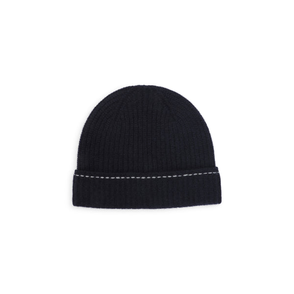 Blue Rib-Knit Beanie