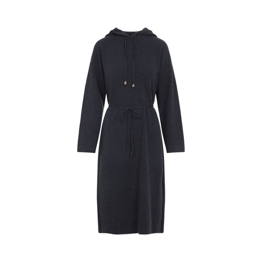 Denim Grey Virgin Wool Hooded Dress