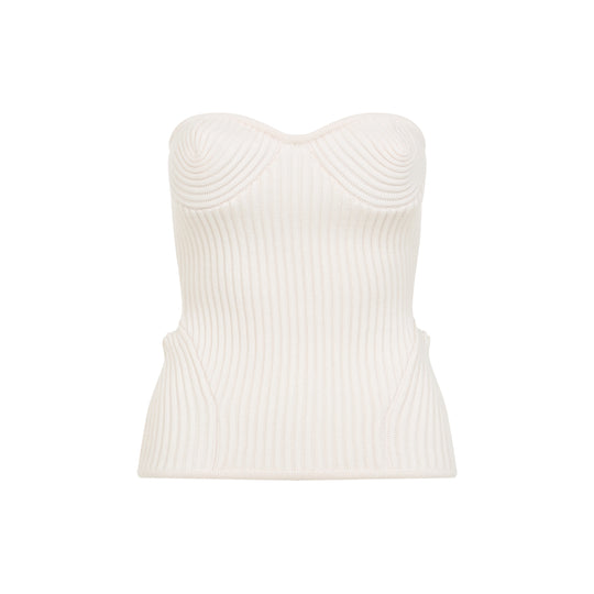 White Merino Wool Ribbed Stretch Corset
