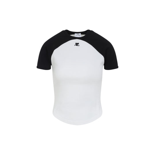 White And Black Circle Contrast Cotton T-Shirt
