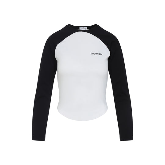 White And Black Circle Contrast Ls Cotton T-Shirt