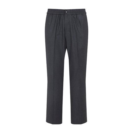 Grey Elasticated Waist Virgin Wool Pants