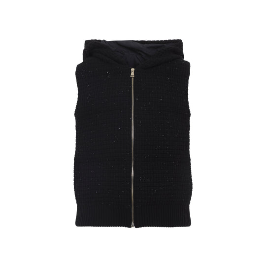 Black Virgin Wool Padded Gilet