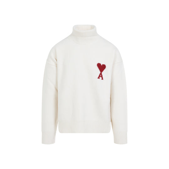 Off White And Red Adc Funnel Neck Wool Sweater