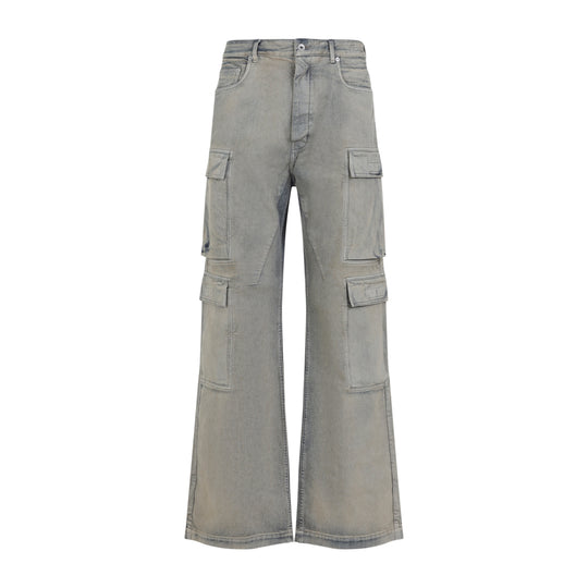 Mineral Blue Cotton Double Cargo Jeans