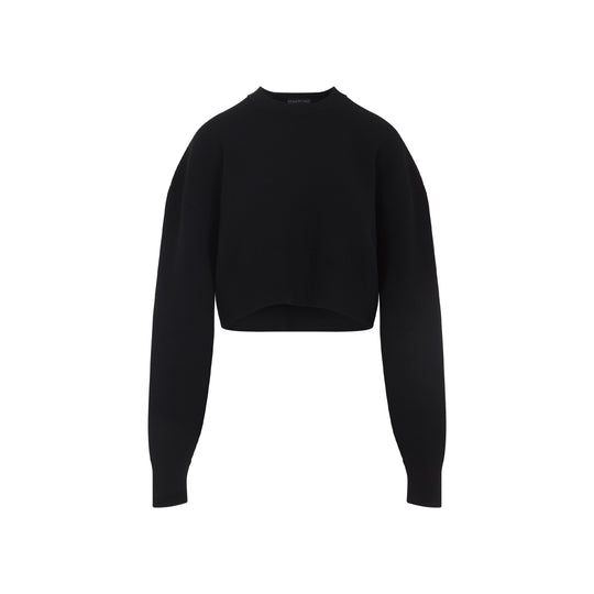 Black Virgin Wool Knit Top