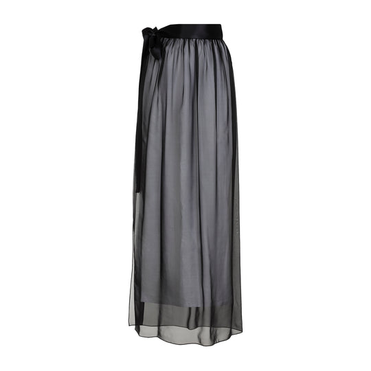 Black Silk Long Skirt