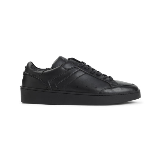 Black Ovine Leather Sneakers With Rubber Sole