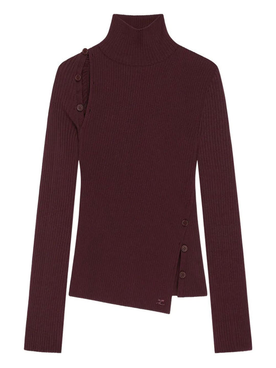 Maglione A Collo Alto Oblique Con Bottoni