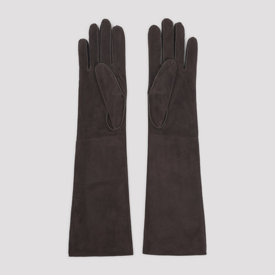 Brown Long Slim Goatskin Gloves