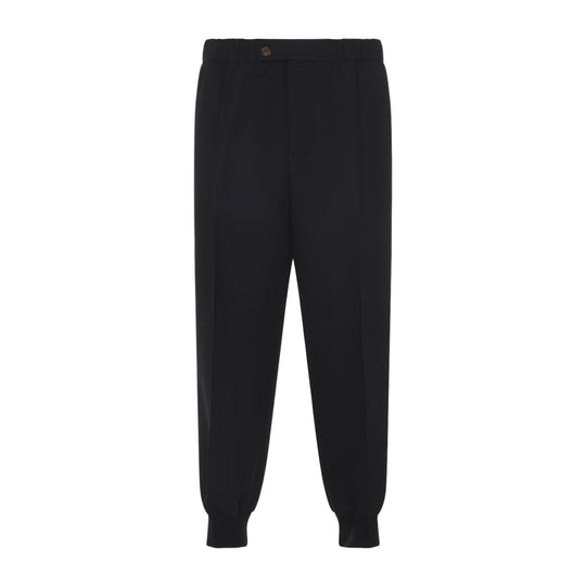 Black Virgin Wool Track Pants