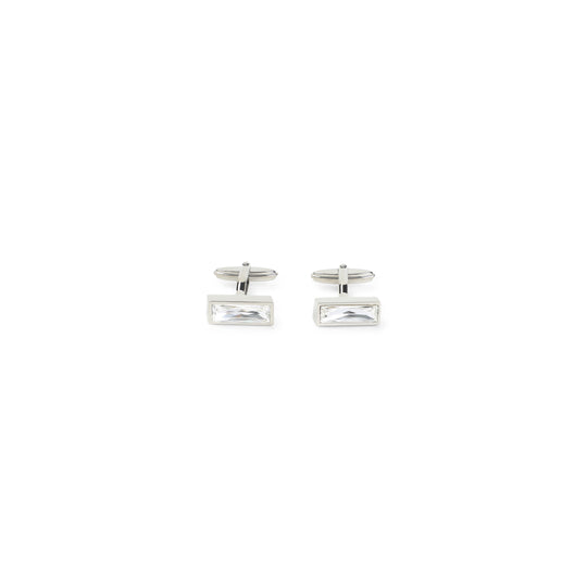 Silver Cubic Strass Brass Cufflinks