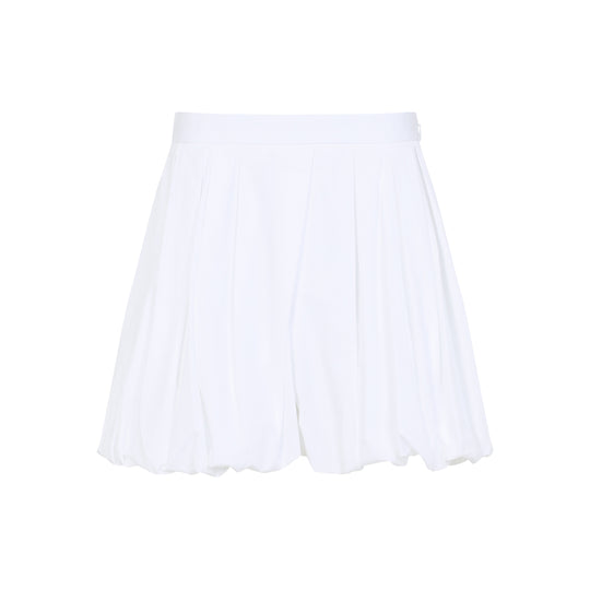 White Voluminous Cotton Bermuda