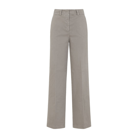 Brown Gabardine Cotton Pants