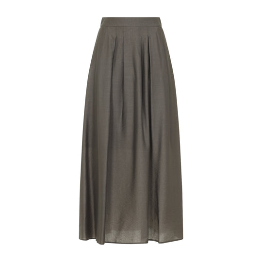 Brown Lyocell Midi Skirt