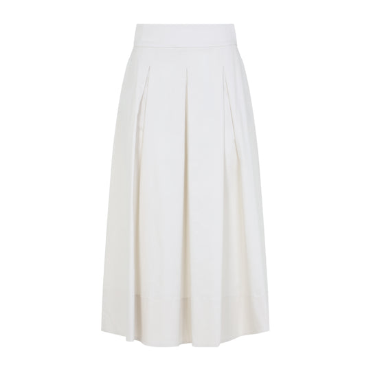 Beige Cotton Midi Skirt