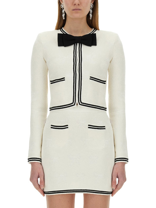 Jacquard Cardigan With Bow