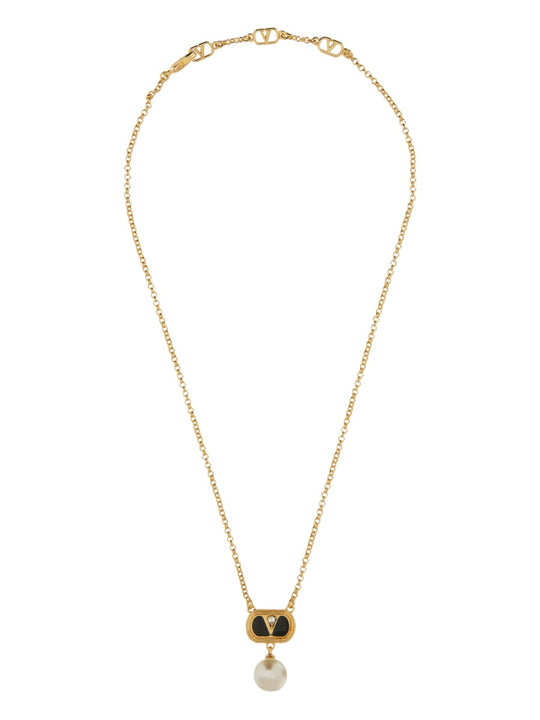 Metal "Ovalette" Necklace With Enamel, Crystal And Swarovski® Pearl