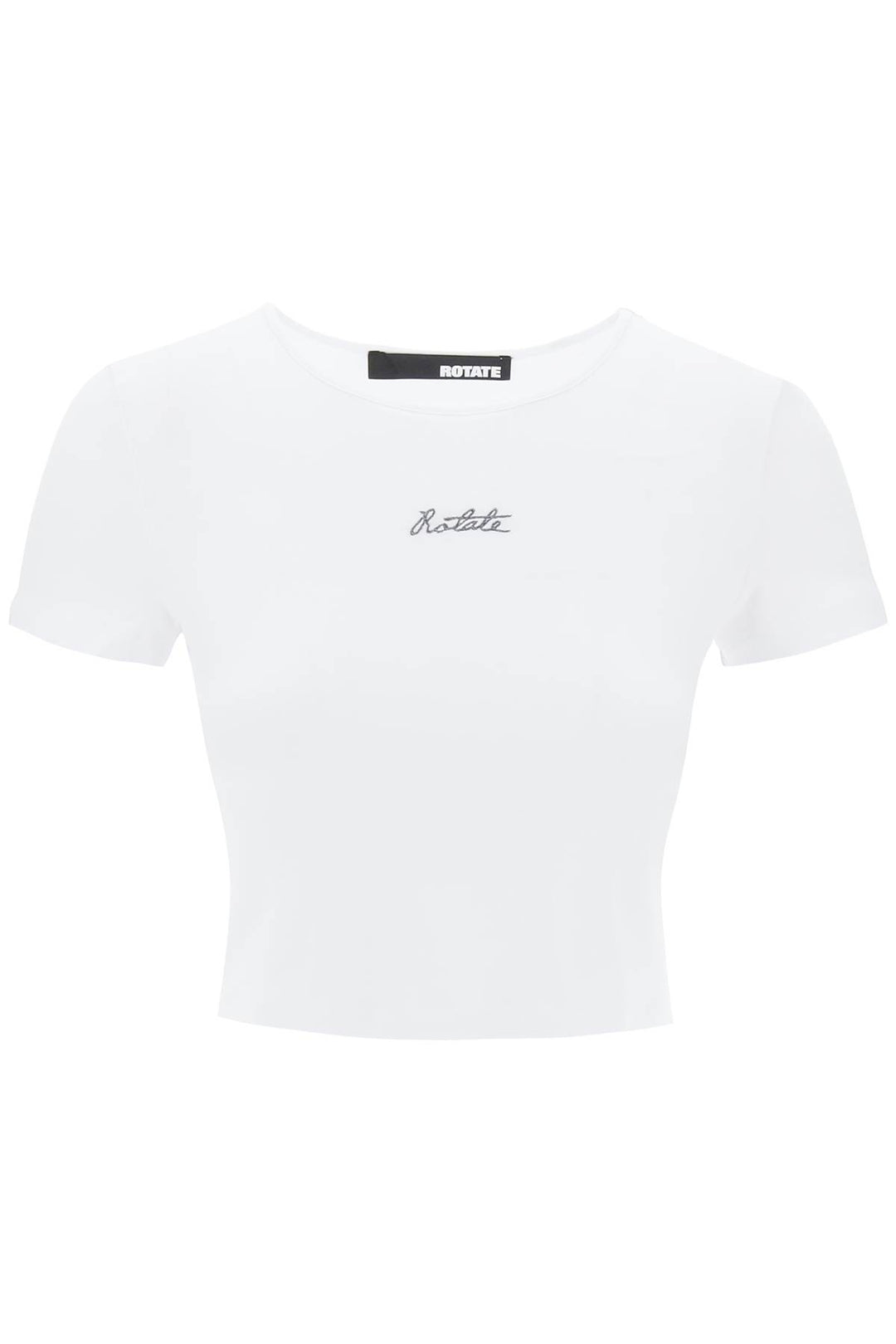 T Shirt Cropped Con Logo In Ricamo Lurex