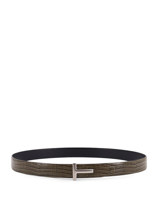 Leather Belt With Croco Effect