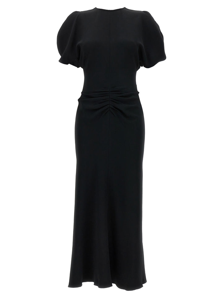 Victoria Beckham Gathered Waist Midi Abiti - Nero | 1c6fc7e76e2e274ba90e4998cfe81cefe20f66c5