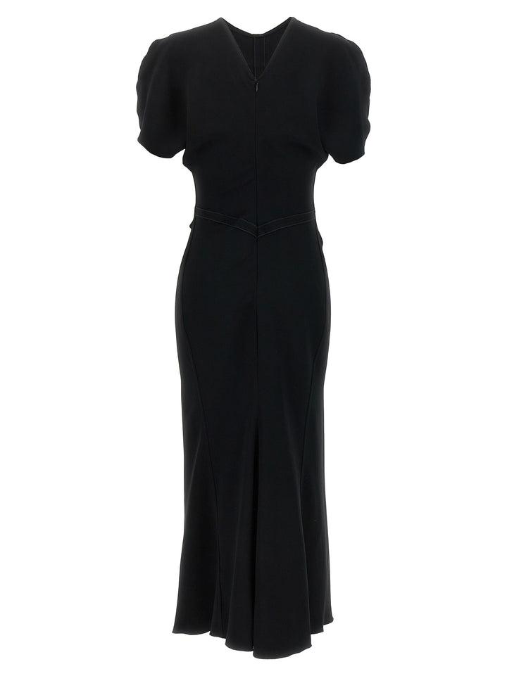 Victoria Beckham Gathered Waist Midi Abiti - Nero | 966db4e338e475468fb75b4f09852829e0aa1431