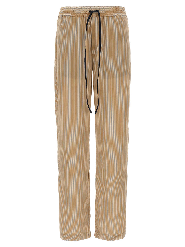 Victoria Beckham Pleat Detail Pyjama Pantaloni - Marrone | b7121130c45ae6df873146f6364e32a9cebef161