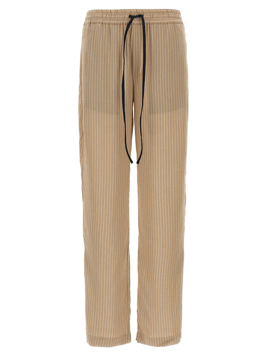 Pleat Detail Pyjama Pantaloni Marrone