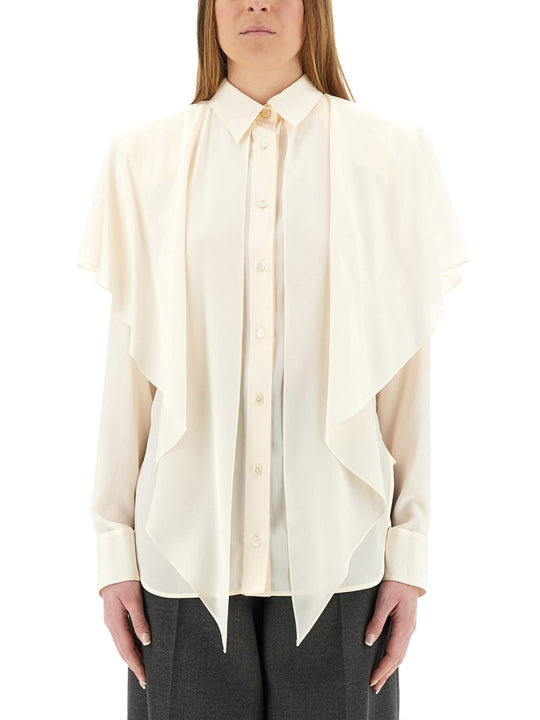 Semi-Transparent Shirt With Layered Panel
