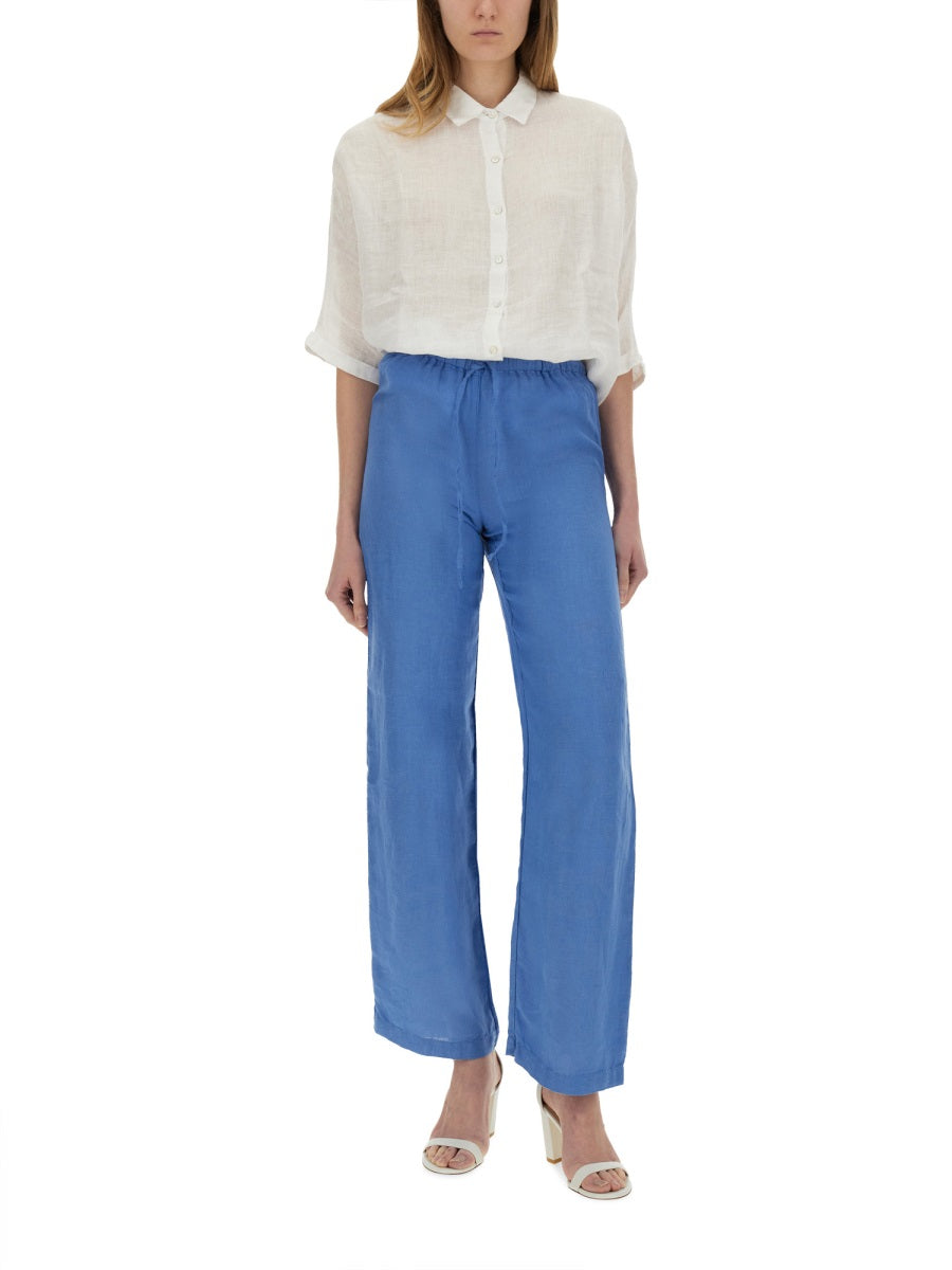 120% Lino Pantaloni - Blu | Wanan Luxury