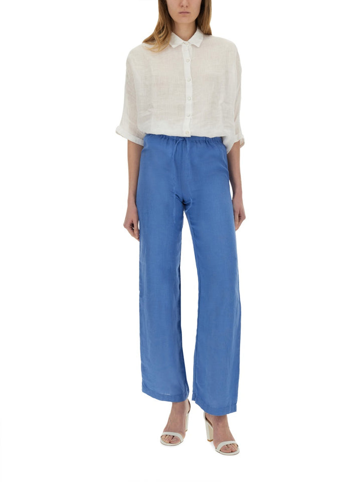 120% Lino Pantaloni - Blu | Wanan Luxury