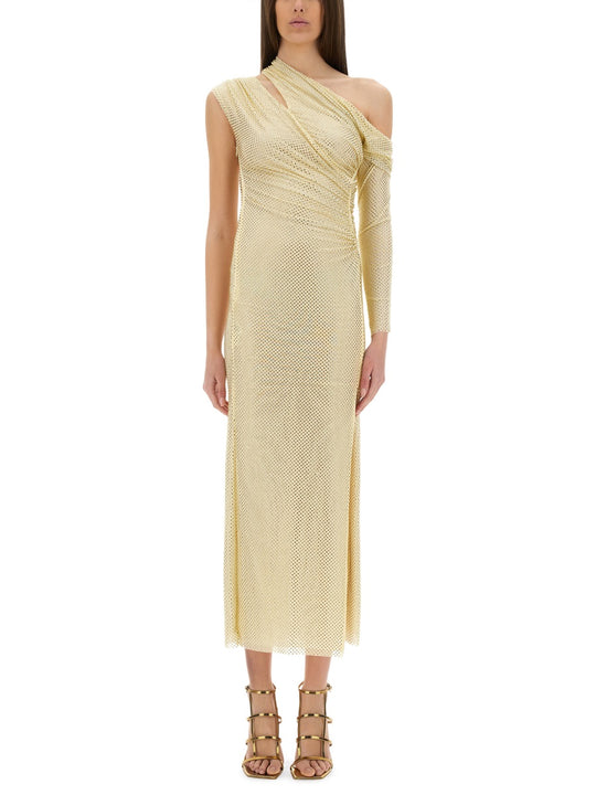 Midi Dress Draped With Rhinestones