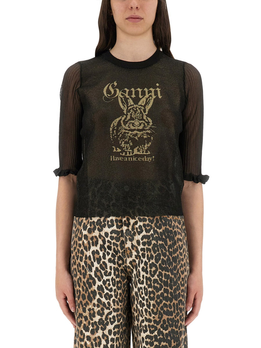 Ganni Top - Nero | Wanan Luxury