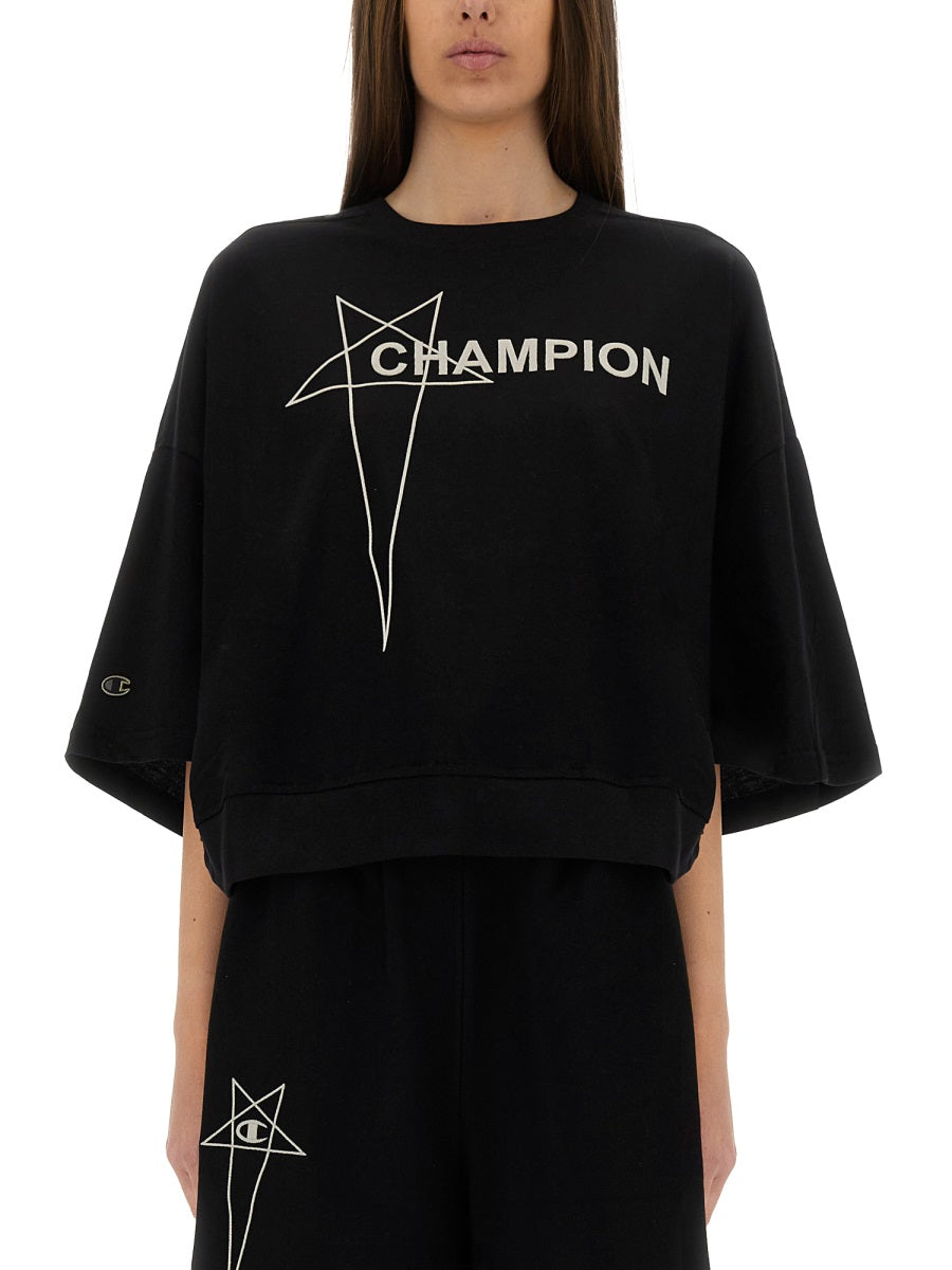 Rick Owens x Champion T shirt - Nero | Wanan Luxury