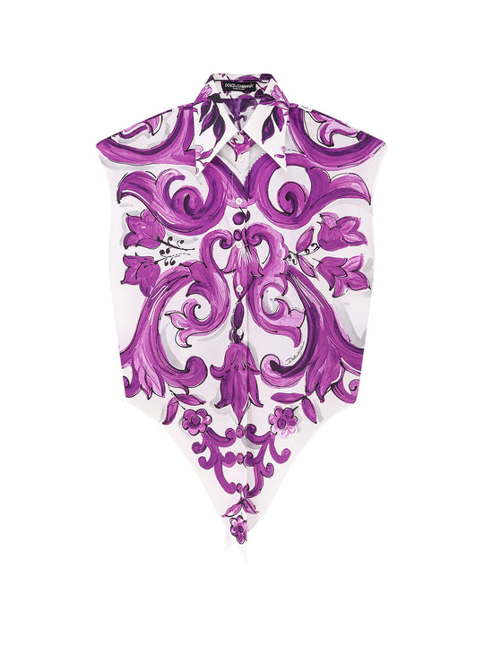 Cotton Shirt With Maiolica Print