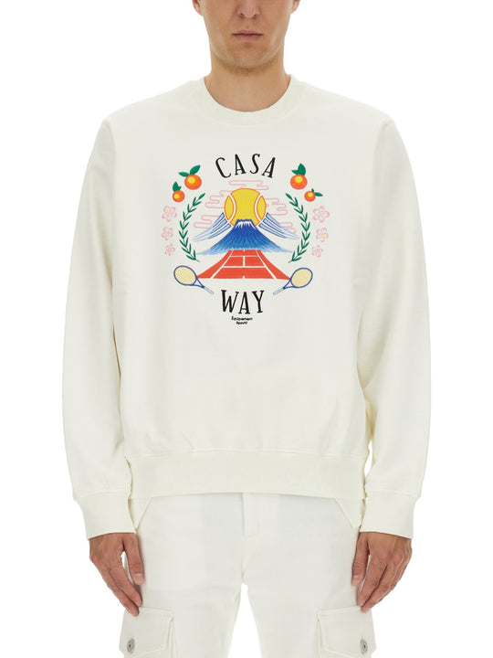 Sweatshirt With "Home Way Mountain" Embroidery