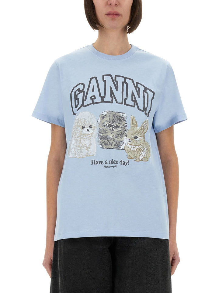 Ganni T shirt - Blu | Wanan Luxury