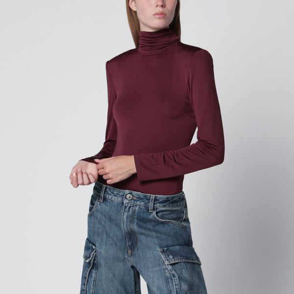 Burgundy Scarf-Detail Top