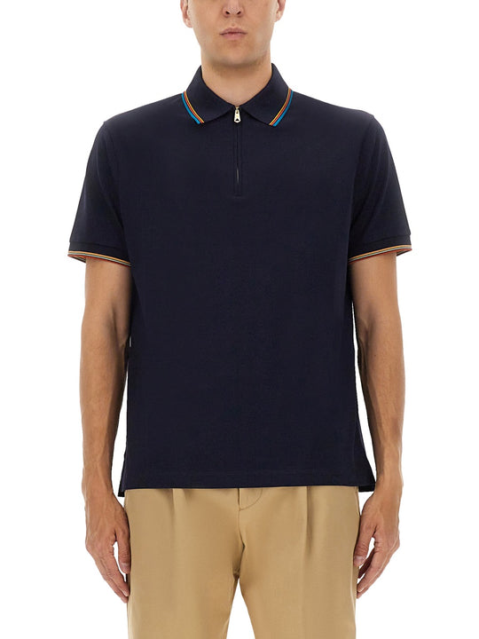 Cotton Polo Shirt With Zipper