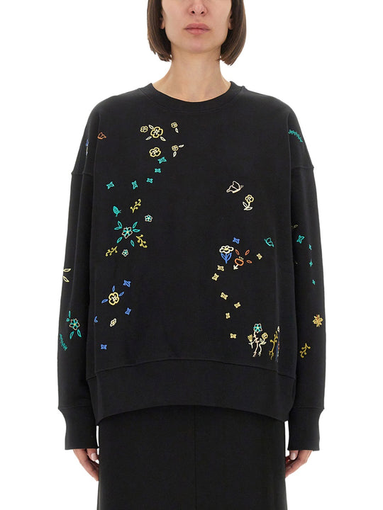 Sweatshirt With "Floral" Embroidery