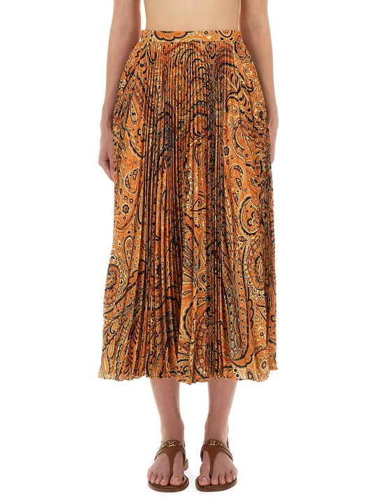Pleated Sablé Skirt With Print