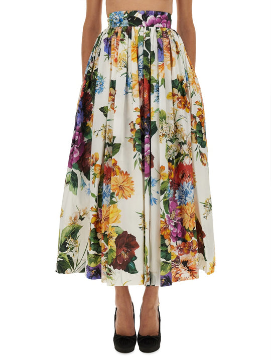 Flower Bouquet Print Skirt